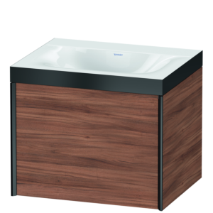 XViu Duravit vasque XV4609NB279P 60x48cm, 2000 , sans trou pour robinet, noir mat, Cadres P, noyer naturel