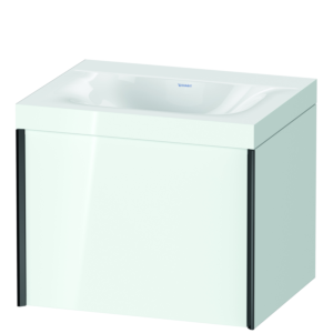 Duravit XViu vanity unit XV4609NB285C 60x48cm, 2000 pull-out, without tap hole, black matt, Rahmen C, white high gloss