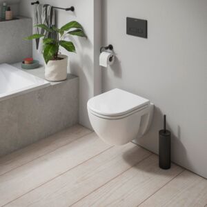 Duravit D-Code Wand-Tiefspül-WC-Set 45150900A1 mit WC-Sitz, Absenkautomatik, Rimless, weiß Hochglanz