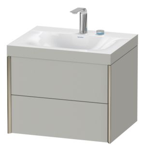 Duravit XViu vanity unit XV4614EB107C 60x48cm, 2 drawers, 2 tap holes, matt champagne, Rahmen C, matt concrete gray