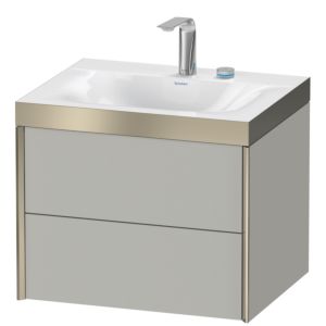 Duravit XViu Waschtisch-Unterschrank XV4614EB235P 60x48cm, 2 Schubkästen, 2 Hahnlöcher, schwarz matt, Rahmen P, Eiche terra