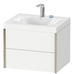 XViu Duravit vasque XV4614EB118C 60x48cm, 2 tiroirs, 2 trous pour robinetterie, champagne mat, Cadres C, blanc mat