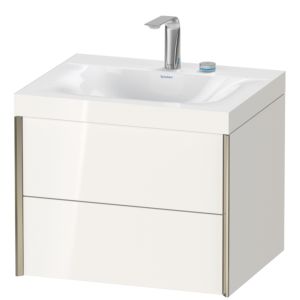 Duravit XViu Waschtisch-Unterschrank XV4614EB122C 60x48cm, 2 Schubkästen, 2 Hahnlöcher, champagner matt, Rahmen C, weiß hochglanz