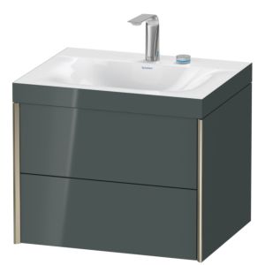 Duravit XViu Waschtisch-Unterschrank XV4614EB138C 60x48cm, 2 Schubkästen, 2 Hahnlöcher, champagner matt, Rahmen C, dolomiti grey hochglanz
