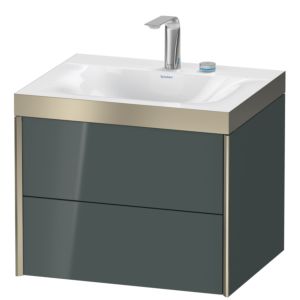 Duravit XViu Waschtisch-Unterschrank XV4614EB138P 60x48cm, 2 Schubkästen, 2 Hahnlöcher, champagner matt, Rahmen P, dolomiti grey hochglanz