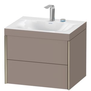 XViu Duravit vasque XV4614EB143C 60x48cm, 2 tiroirs, 2 trous pour robinetterie, champagne mat, Cadres C, basalte mat