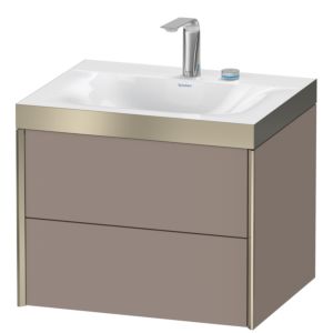 XViu Duravit vasque XV4614EB143P 60x48cm, 2 tiroirs, 2 trous pour robinetterie, champagne mat, Cadres P, basalte mat