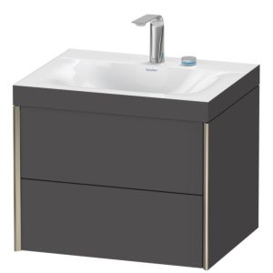 XViu Duravit vasque XV4614EB149C 60x48cm, 2 tiroirs, 2 trous pour robinetterie, champagne mat, Cadres C, graphite mat