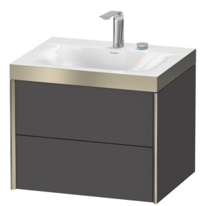 XViu Duravit vasque XV4614EB149P 60x48cm, 2 tiroirs, 2 trous pour robinetterie, champagne mat, Cadres P, graphite mat
