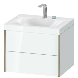 Duravit XViu vanity unit XV4614EB185C 60x48cm, 2 drawers, 2 tap holes, matt champagne, Rahmen C, high gloss white