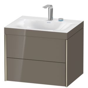 Duravit XViu Waschtisch-Unterschrank XV4614EB189C 60x48cm, 2 Schubkästen, 2 Hahnlöcher, champagner matt, Rahmen C, flannel grey hochglanz
