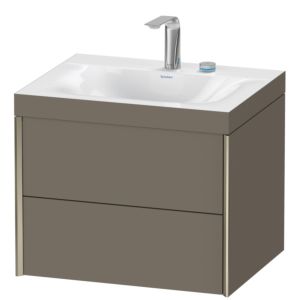 Duravit XViu Waschtisch-Unterschrank XV4614EB190C 60x48cm, 2 Schubkästen, 2 Hahnlöcher, champagner matt, Rahmen C, flannel grey seidenmatt