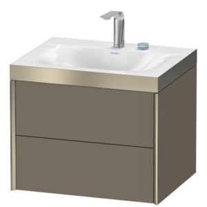 XViu Duravit vasque XV4614EB190P 60x48cm, 2 tiroirs, 2 trous pour robinetterie, champagne mat, Cadres P, flanelle gris soie mat
