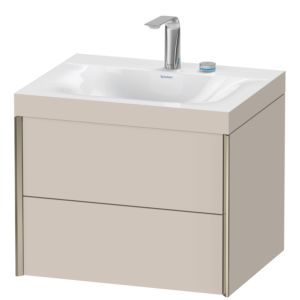 Duravit XViu vanity unit XV4614EB191C 60x48cm, 2 drawers, 2 tap holes, matt champagne, Rahmen C, matt taupe