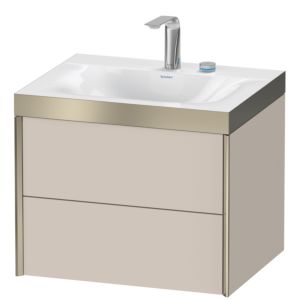 Duravit XViu Waschtisch-Unterschrank XV4614EB191P 60x48cm, 2 Schubkästen, 2 Hahnlöcher, champagner matt, Rahmen P, taupe matt