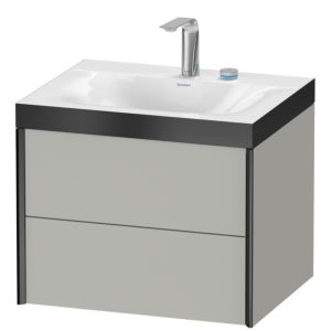 Duravit XViu Waschtisch-Unterschrank XV4614EB207P 60x48cm, 2 Schubkästen, 2 Hahnlöcher, schwarz matt, Rahmen P, betongrau matt