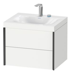 XViu Duravit vasque XV4614EB218C 60x48cm, 2 tiroirs, 2 trous pour robinetterie, noir mat, Cadres C, blanc mat
