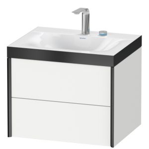 Duravit XViu Waschtisch-Unterschrank XV4614EB218P 60x48cm, 2 Schubkästen, 2 Hahnlöcher, schwarz matt, Rahmen P, weiß matt