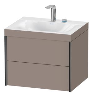 Duravit XViu vanity unit XV4614EB243C 60x48cm, 2 drawers, 2 tap holes, matt black, Rahmen C, matt basalt