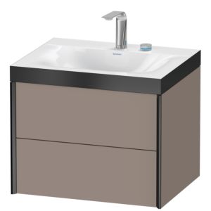 Duravit XViu Waschtisch-Unterschrank XV4614EB243P 60x48cm, 2 Schubkästen, 2 Hahnlöcher, schwarz matt, Rahmen P, basalt matt