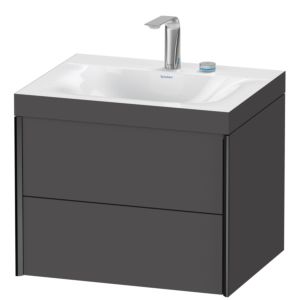 Duravit XViu Waschtisch-Unterschrank XV4614EB249C 60x48cm, 2 Schubkästen, 2 Hahnlöcher, schwarz matt, Rahmen C, graphit matt