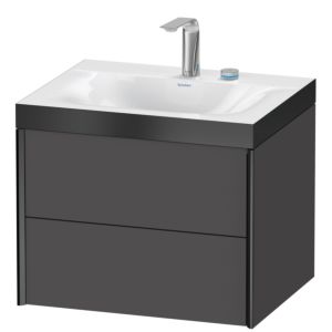 XViu Duravit vasque XV4614EB249P 60x48cm, 2 tiroirs, 2 trous pour robinetterie, noir mat, Cadres P, graphite mat