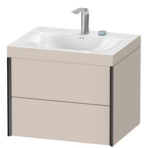 Duravit XViu Waschtisch-Unterschrank XV4614EB291C 60x48cm, 2 Schubkästen, 2 Hahnlöcher, schwarz matt, Rahmen C, taupe matt