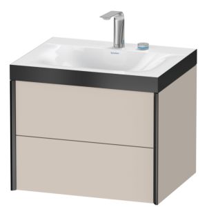 Duravit XViu vanity unit XV4614EB291P 60x48cm, 2 drawers, 2 tap holes, matt black, Rahmen P, matt taupe