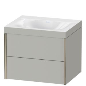 Duravit XViu Waschtisch-Unterschrank XV4614NB107C 60x48cm, 2 Schubkästen, ohne Hahnloch, champagner matt, Rahmen C, betongrau matt