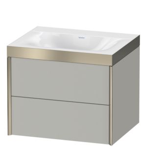 Duravit XViu vanity unit XV4614NB107P 60x48cm, 2 drawers, without tap hole, matt champagne, Rahmen P, matt concrete gray