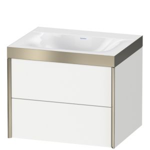 Duravit XViu vanity unit XV4614NB118P 60x48cm, 2 drawers, without tap hole, matt champagne, Rahmen P, matt white