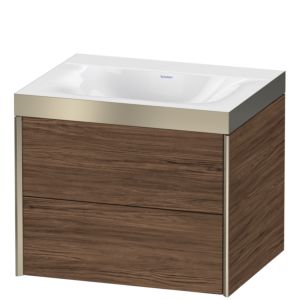 Duravit XViu vanity unit XV4614NB121P 60x48cm, 2 drawers, without tap hole, matt champagne, Rahmen P, dark walnut