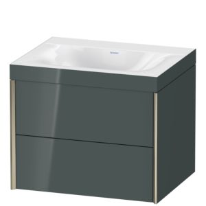 XViu Duravit vasque XV4614NB138C 60x48cm, 2 tiroirs, sans trou pour robinet, champagne mat, Cadres C, gris dolomiti brillant