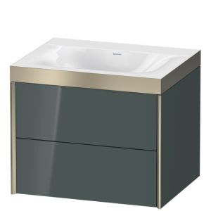 Duravit XViu vanity unit XV4614NB138P 60x48cm, 2 drawers, without tap hole, matt champagne, Rahmen P, dolomiti gray high gloss