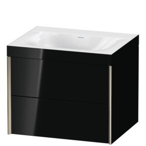 Duravit XViu vanity unit XV4614NB140C 60x48cm, 2 drawers, without tap hole, matt champagne, Rahmen C, high-gloss black
