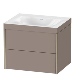 Duravit XViu vanity unit XV4614NB143C 60x48cm, 2 drawers, without tap hole, matt champagne, Rahmen C, matt basalt