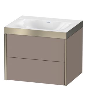 Duravit XViu vanity unit XV4614NB143P 60x48cm, 2 drawers, without tap hole, matt champagne, Rahmen P, matt basalt