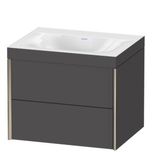 XViu Duravit vasque XV4614NB149C 60x48cm, 2 tiroirs, sans trou pour robinet, champagne mat, Cadres C, graphite mat
