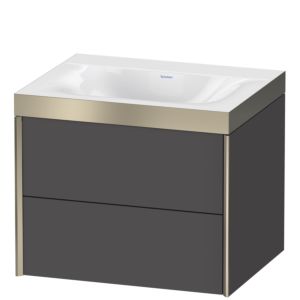 XViu Duravit vasque XV4614NB149P 60x48cm, 2 tiroirs, sans trou pour robinet, champagne mat, Cadres P, graphite mat