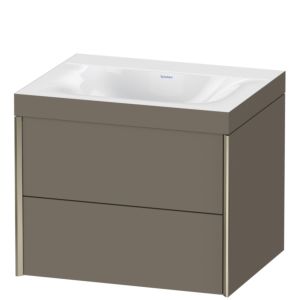 Duravit XViu Waschtisch-Unterschrank XV4614NB190C 60x48cm, 2 Schubkästen, ohne Hahnloch, champagner matt, Rahmen C, flannel grey seidenmatt