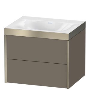 XViu Duravit vasque XV4614NB190P 60x48cm, 2 tiroirs, sans trou pour robinet, champagne mat, Cadres P, flanelle gris soie mat