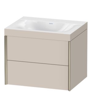 Duravit XViu Waschtisch-Unterschrank XV4614NB191C 60x48cm, 2 Schubkästen, ohne Hahnloch, champagner matt, Rahmen C, taupe matt