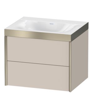 Duravit XViu vanity unit XV4614NB191P 60x48cm, 2 drawers, without tap hole, matt champagne, Rahmen P, matt taupe