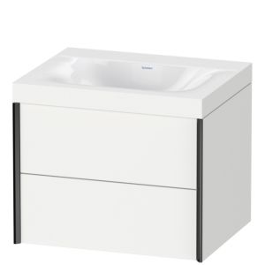 Duravit XViu vanity unit XV4614NB218C 60x48cm, 2 drawers, without tap hole, matt black, Rahmen C, matt white