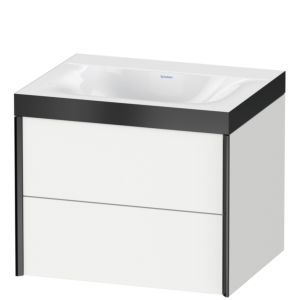 Duravit XViu Waschtisch-Unterschrank XV4614NB218P 60x48cm, 2 Schubkästen, ohne Hahnloch, schwarz matt, Rahmen P, weiß matt