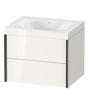 Duravit XViu vanity unit XV4614NB222C 60x48cm, 2 drawers, without tap hole, black matt, Rahmen C, white high gloss