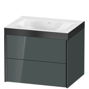 XViu Duravit vasque XV4614NB238P 60x48cm, 2 tiroirs, sans trou pour robinet, noir mat, Cadres P, gris dolomiti brillant