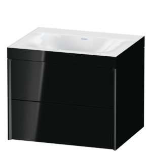 Duravit XViu Waschtisch-Unterschrank XV4614NB240C 60x48cm, 2 Schubkästen, ohne Hahnloch, schwarz matt, Rahmen C, schwarz hochglanz