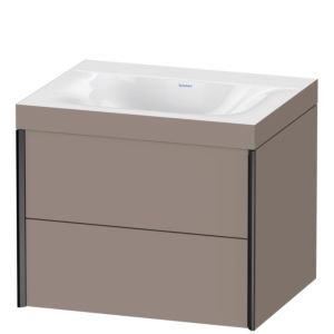 Duravit XViu vanity unit XV4614NB243C 60x48cm, 2 drawers, without tap hole, matt black, Rahmen C, matt basalt