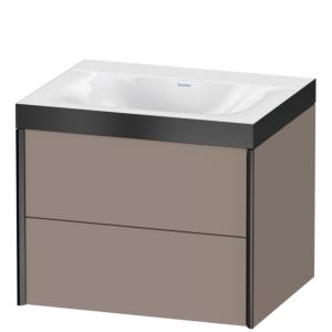 XViu Duravit vasque XV4614NB243P 60x48cm, 2 tiroirs, sans trou pour robinet, noir mat, Cadres P, basalte mat